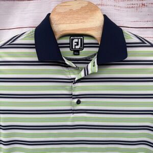 Footjoy Golf Polo Shirt Mens Medium Athletic Fit Stripe Short Sleeve Performance